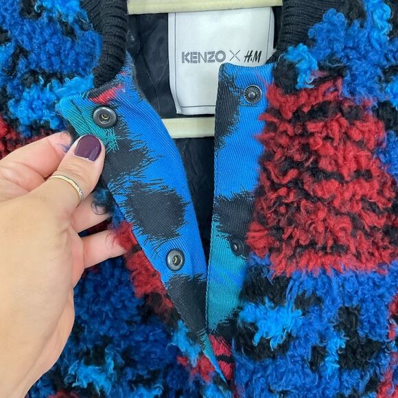 Kenzo X H&M Bloggers Favorite! Jungle Embroidered Teddy Bomber Jacket Coat 4 - Picture 11 of 15